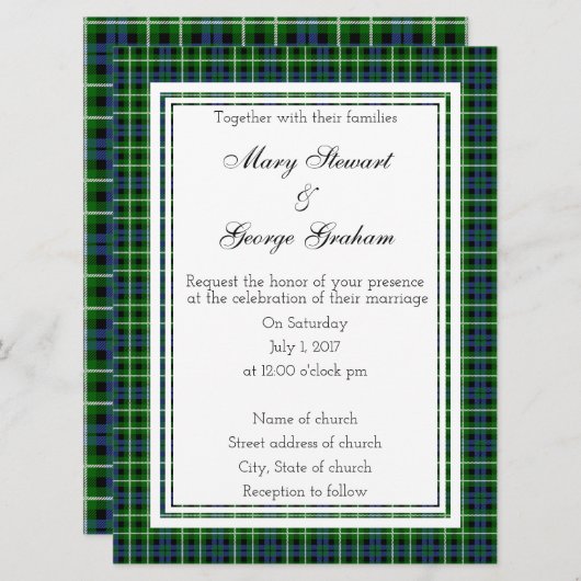 Graham Scottish Wedding Invitation Kaart (Voorkant / Achterkant)
