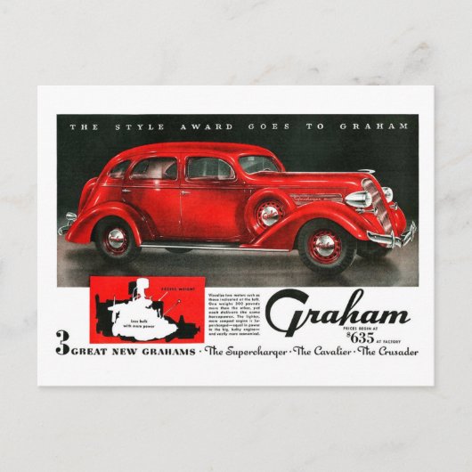  Graham supercharger van 1930 adverteren Briefkaart (Voorkant)