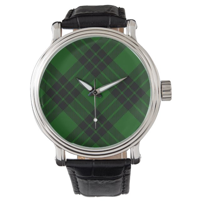 Graham tartan groene zwarte pleister horloge (Voorkant)