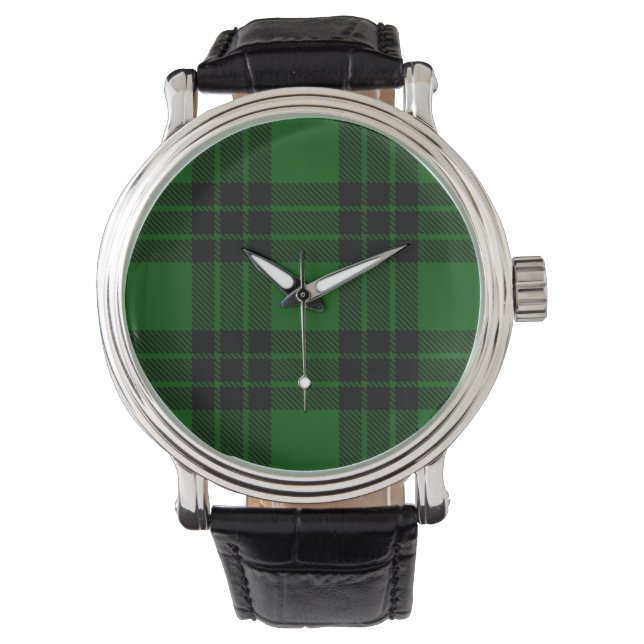 Graham tartan groene zwarte pleister horloge (Voorkant)