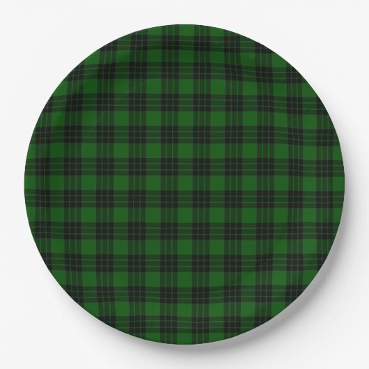 Graham tartan groene zwarte pleister papieren bordje (Voorkant)