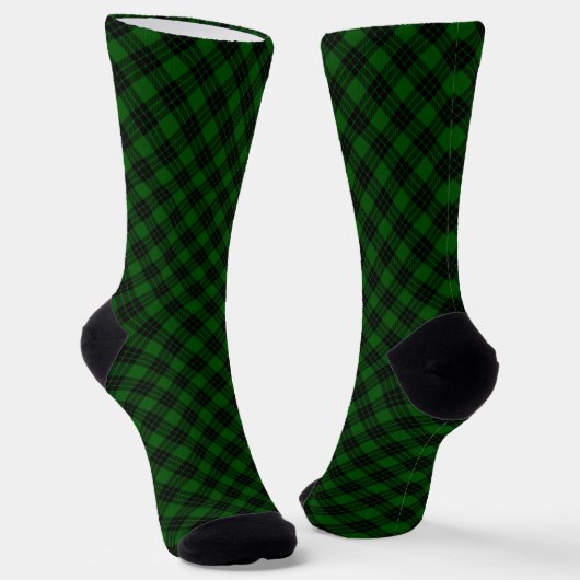 Graham tartan groene zwarte pleister sokken (Gebogen)