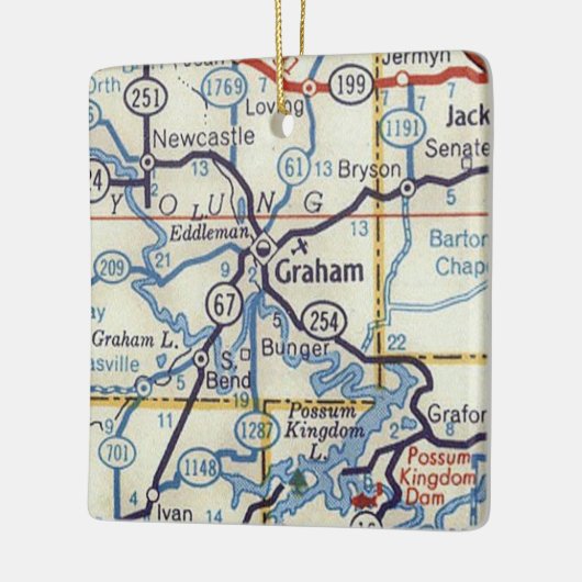 Graham Texas 50's Map Keramisch Ornament (Links)