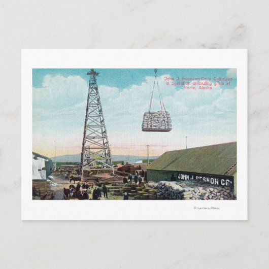 Grain lossen op Swenson Co. Cableway Briefkaart (Voorkant)