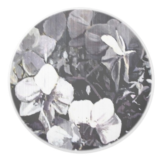Grain zwart-wit orchidee keramische knop (Voorkant)