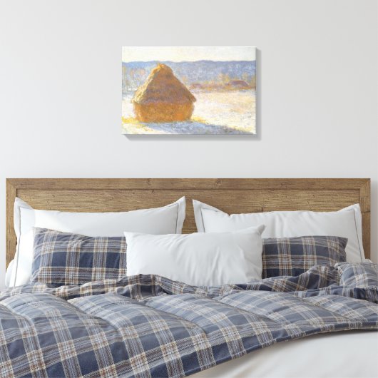 Grainstack in de ochtend, Sneeuw Effect door Claud Canvas Afdruk (Insitu (Slaapkamer))