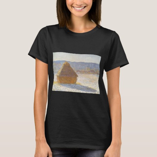Grainstack in de ochtend, Sneeuw Effect door Claud T-shirt (Voorkant)
