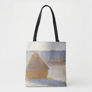 Grainstack in de ochtend, Sneeuw Effect door Claud Tote Bag