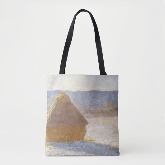 Grainstack in de ochtend, Sneeuw Effect door Claud Tote Bag (Voorkant)