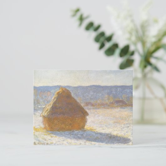 Grainstack in Morning, sneeuweffect door Claude Mo Briefkaart (Staand voorkant)