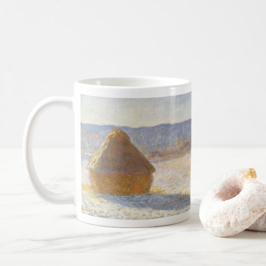 Grainstack in Morning, sneeuweffect door Claude Mo Koffiemok (Met donut)