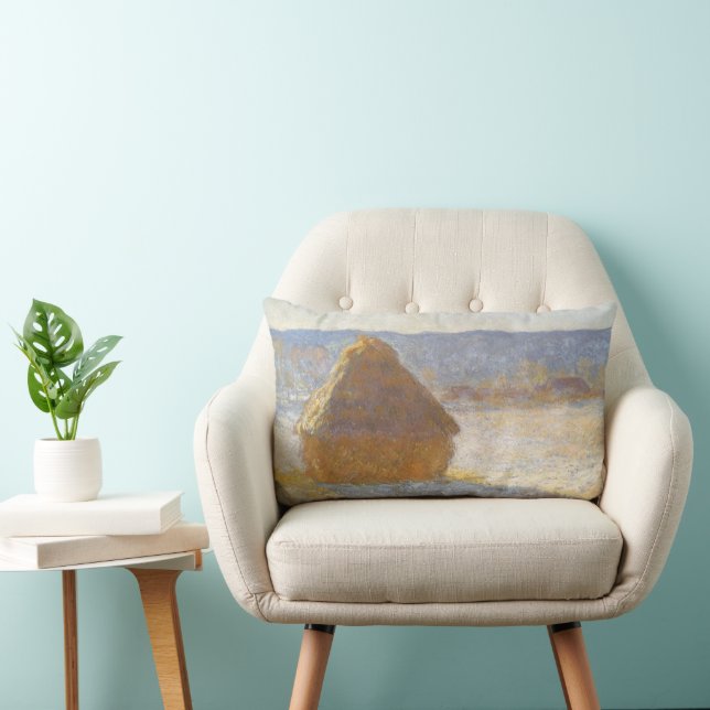 Grainstack in Morning, sneeuweffect door Claude Mo Kussen (Stoel)