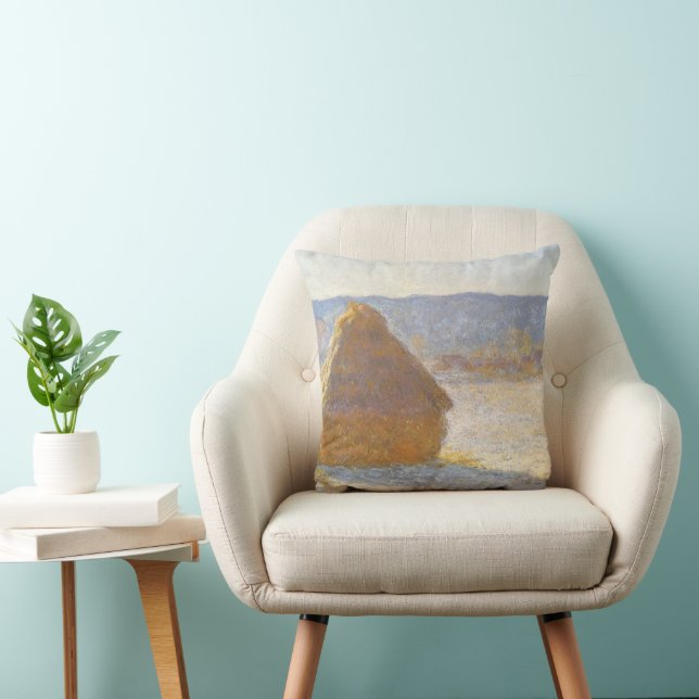 Grainstack in Morning, sneeuweffect door Claude Mo Kussen (Stoel)