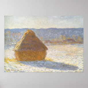 Grainstack in Morning, sneeuweffect door Claude Mo Poster