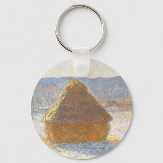 Grainstack in Morning, sneeuweffect door Claude Mo Sleutelhanger (Achterkant)