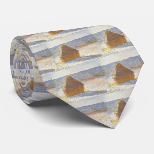 Grainstack in Morning, sneeuweffect door Claude Mo Stropdas (Opgerold)