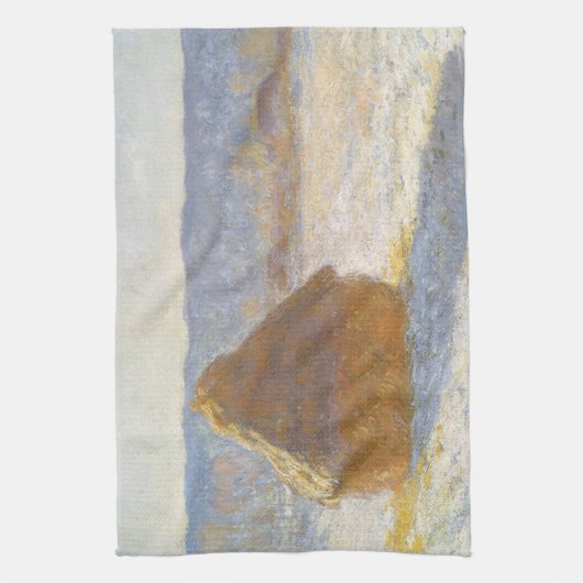 Grainstack in Morning, sneeuweffect door Claude Mo Theedoek (Verticaal)