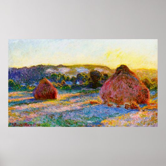 Grainstacks aan het einde van de zomer, 's avonds poster (Voorkant)