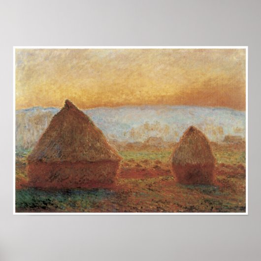 Grainstacks bij Giverny, Sunset, 1888-89 Poster (Voorkant)