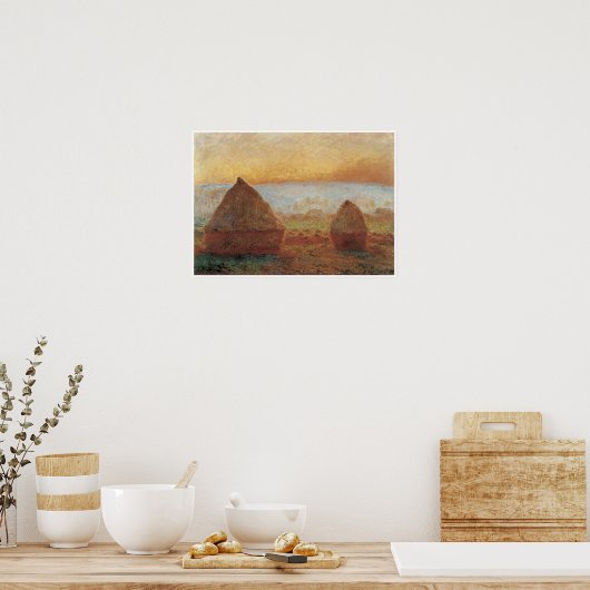 Grainstacks bij Giverny, Sunset, 1888-89 Poster (Keuken)