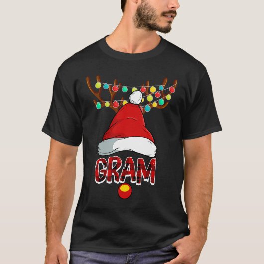 Gram Deer Matching Family Christmas Reindeer Face T-shirt (Voorkant)
