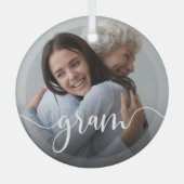 Gram Grandma Script Overlay Glas Ornament (Voorkant)