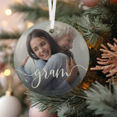 Gram Grandma Script Overlay Glas Ornament
