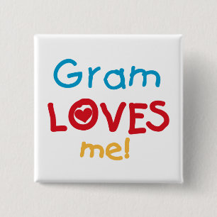 Gram Loves Me T-shirts en geschenken Vierkante Button 5,1 Cm