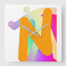 GRAM MONOGRAM INITIAAL N VIERKANTE KLOK
