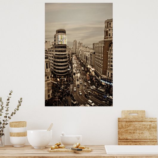 Gram Via de Madrid en España Poster (Keuken)