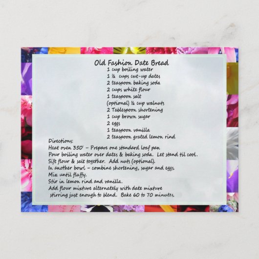 GramaBarb's Date Loaf Recipe Briefkaart (Voorkant)