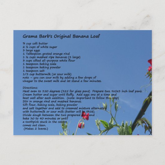 GramaBarb's oorspronkelijke bananenblad Briefkaart (Voorkant)