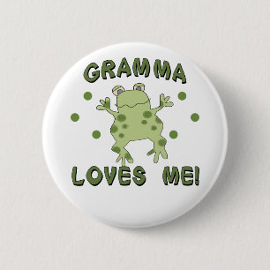 Gramma houdt van me kikker ronde button 5,7 cm