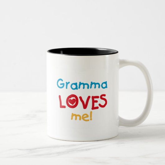 Gramma Loves Me T-shirts en geschenken Tweekleurige Koffiemok (Rechts)