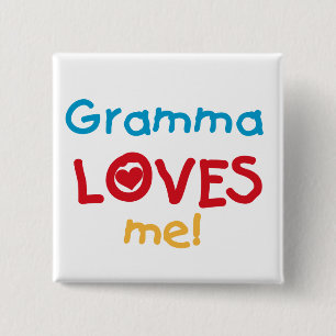 Gramma Loves Me T-shirts en geschenken Vierkante Button 5,1 Cm