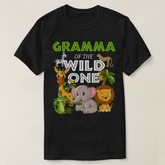 Gramma van het wilde dierentuin Birthday Safari Oe T-shirt (Design voorkant)
