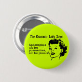 Grammar Lady Apostrophes Buttonnen Ronde Button 5,7 Cm (Voorkant /achterkant)