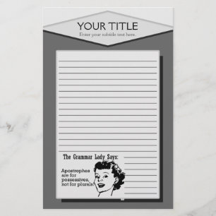 Grammar Lady Apostrophes Lined Stationery Briefpapier