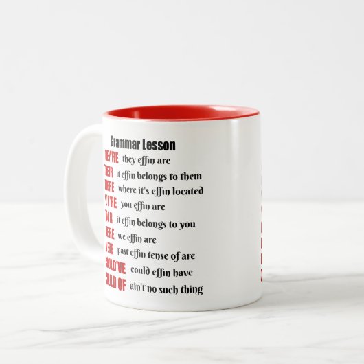 Grammar Lesson Humor, daar zijn ze Tweekleurige Koffiemok (Voorkant links)