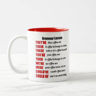 Grammar Lesson Humor, daar zijn ze Tweekleurige Koffiemok