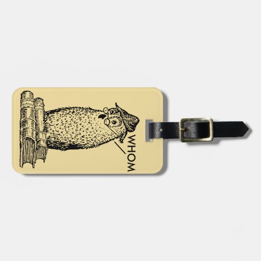 Grammar Owl zegt Whom Bagagelabel (Voorkant horizontaal)