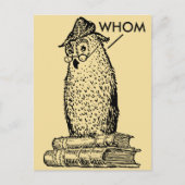 Grammar Owl zegt Whom Briefkaart (Voorkant)