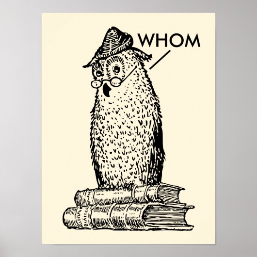 Grammar Owl zegt Whom Grammar Poster (Voorkant)