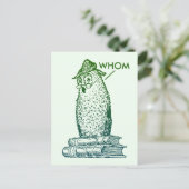 Grammar Owl zegt Whom (groen) Briefkaart (Staand voorkant)