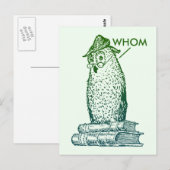 Grammar Owl zegt Whom (groen) Briefkaart (Voorkant / Achterkant)