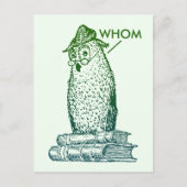 Grammar Owl zegt Whom (groen) Briefkaart (Voorkant)