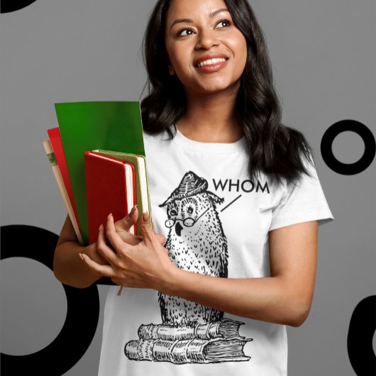 Grammar Owl zegt Whom Teacher T-shirt