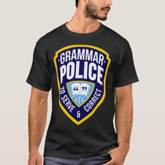 Grammar Police Badge Classic T-Shirt (Voorkant)