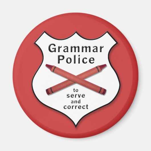 Grammar Police Badge Magneet (Voorkant)