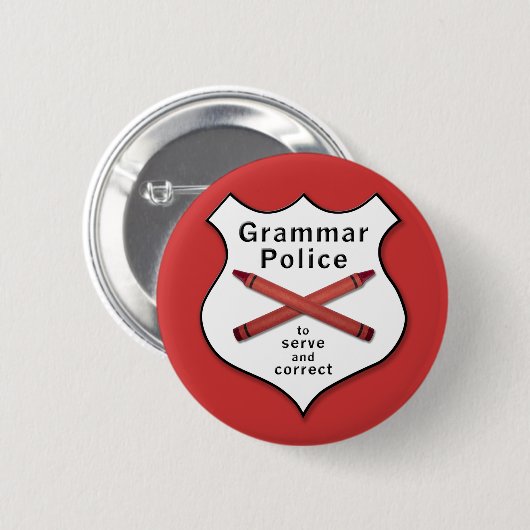 Grammar Police Badge Ronde Button 5,7 Cm (Voorkant /achterkant)